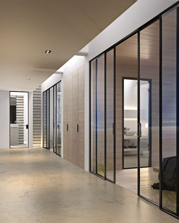 Interior door GLIKE GIDEA aluminum / sliding / glazed