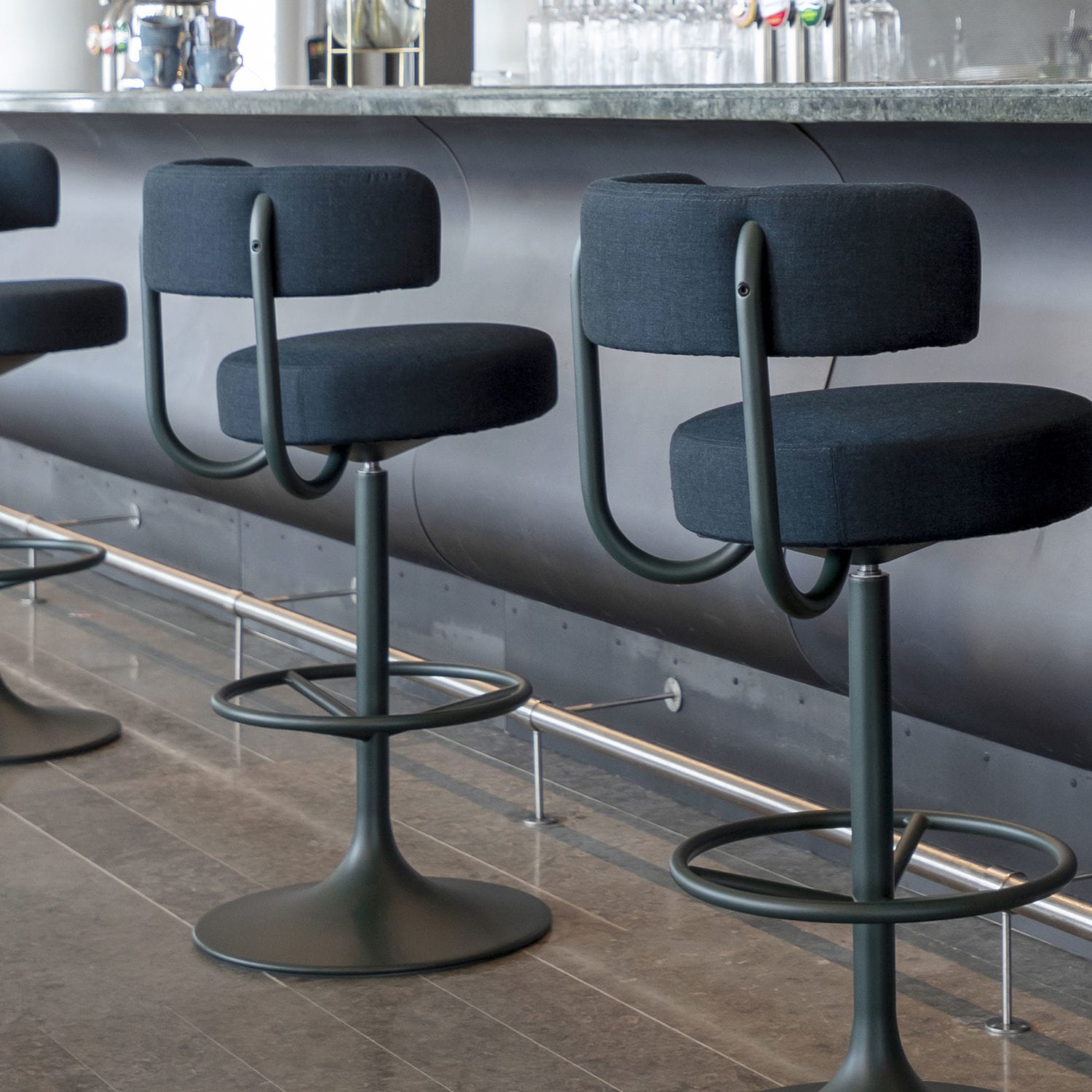 Contemporary bar stool JUPITER JOHANSON leather / metal base