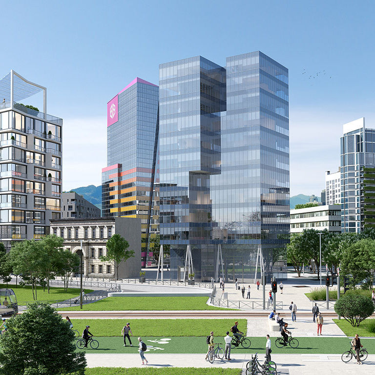 Laminated glass panel SUNEWAT AGC Glass Europe tempered / double