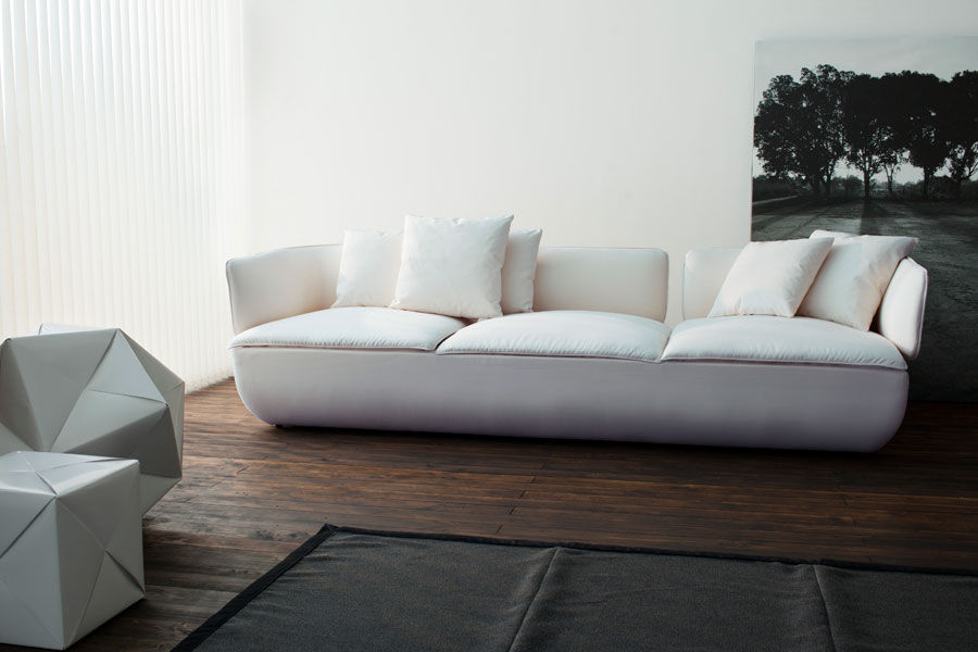 Contemporary Sofa Cloud Teys Fabric 3 Seater White Contemporary Sofa Cloud Teys