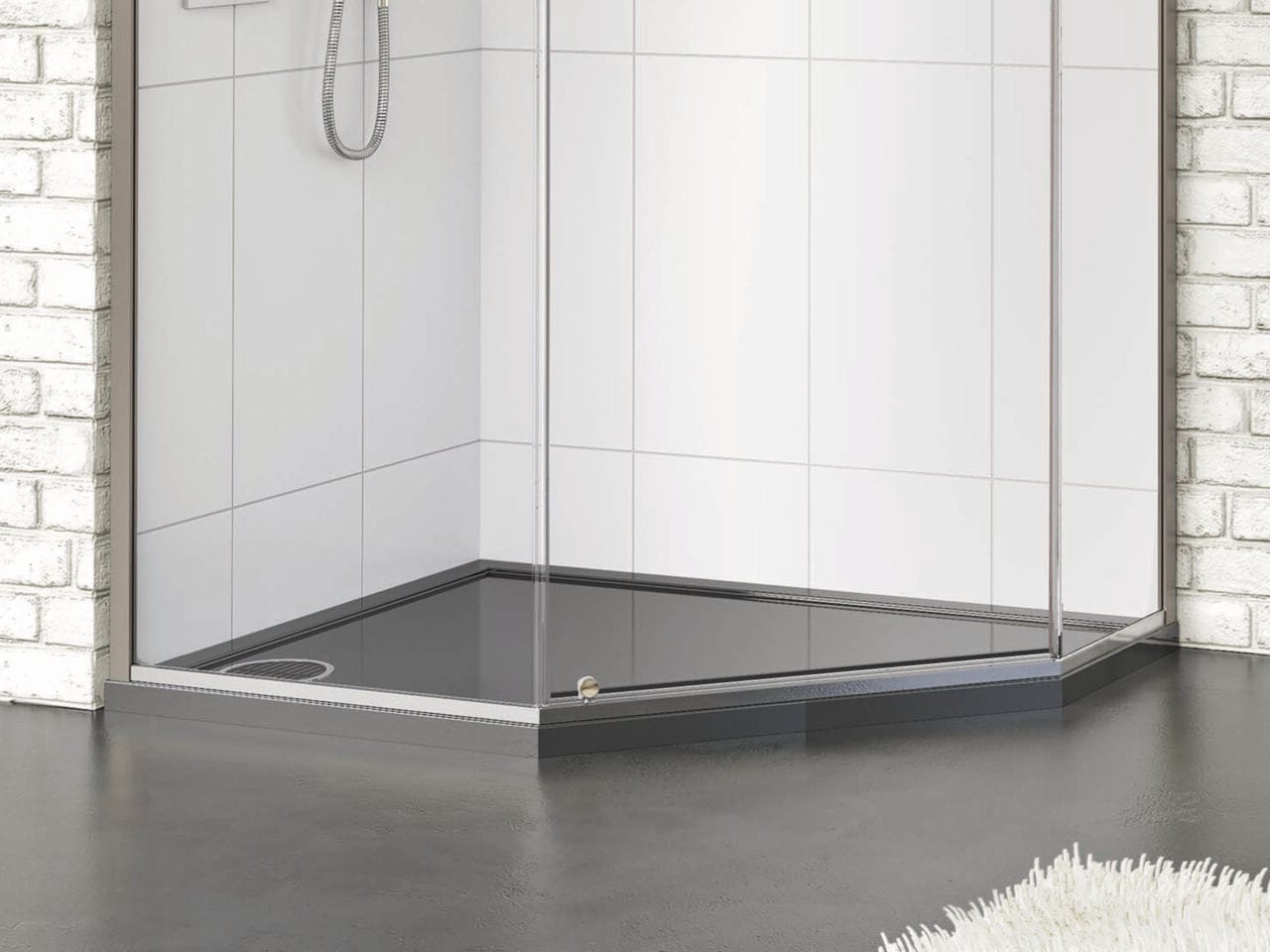 Corner shower tray ULQ matki showering raised / ceramic / nonslip