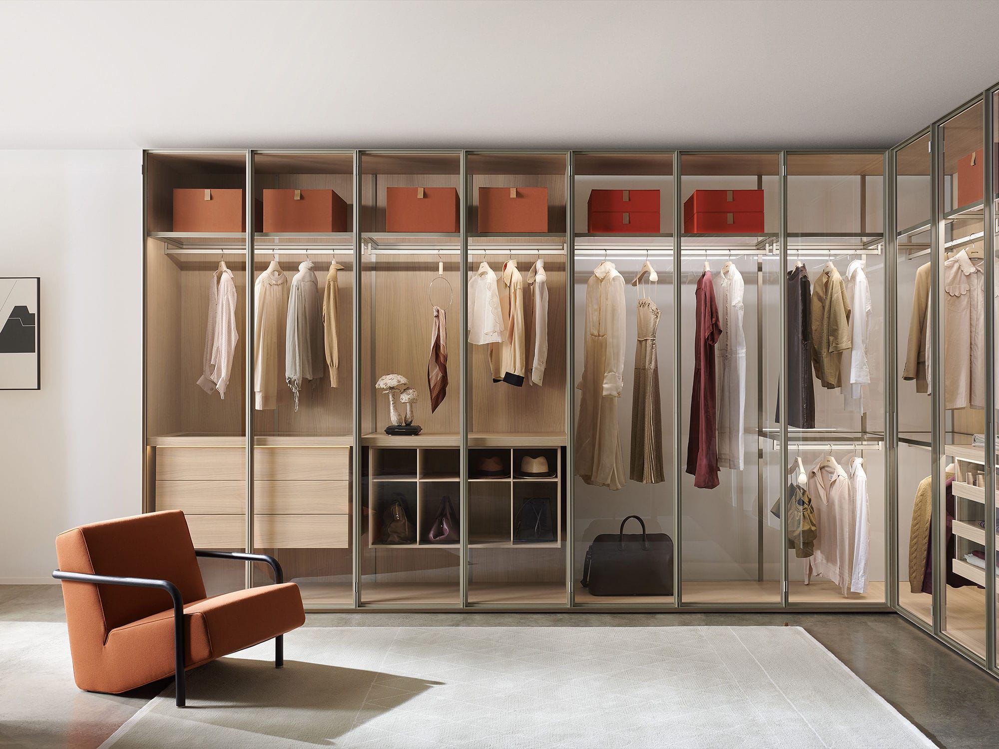 Corner wardrobe - Ciliegio White - Porro - modular / wall-mounted
