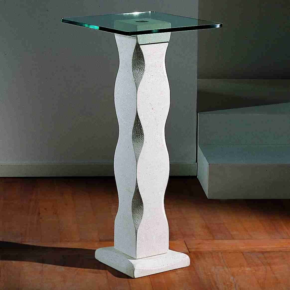 Contemporary high occasional table - Matisse - stonebreakers - glass / stone base / square