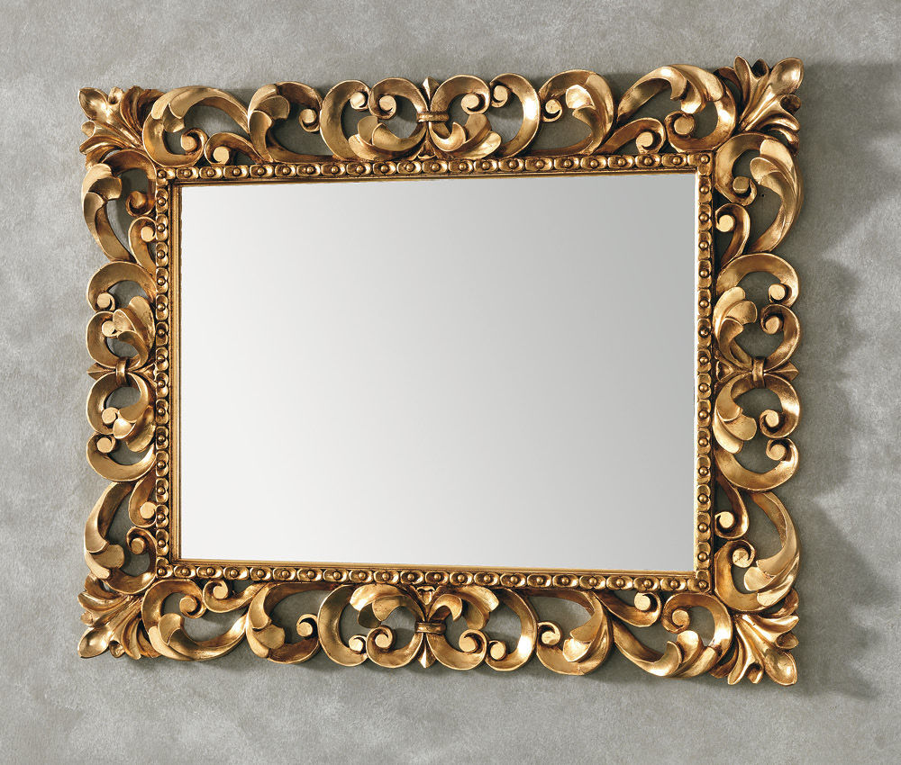 Wall-mounted bathroom mirror - QUEEN - EBAN - traditional / rectangular / golden