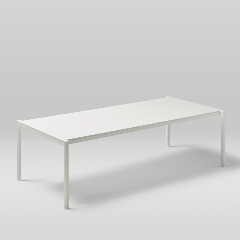 Contemporary table - ORIGIN - POINT - aluminum / painted aluminum / wooden