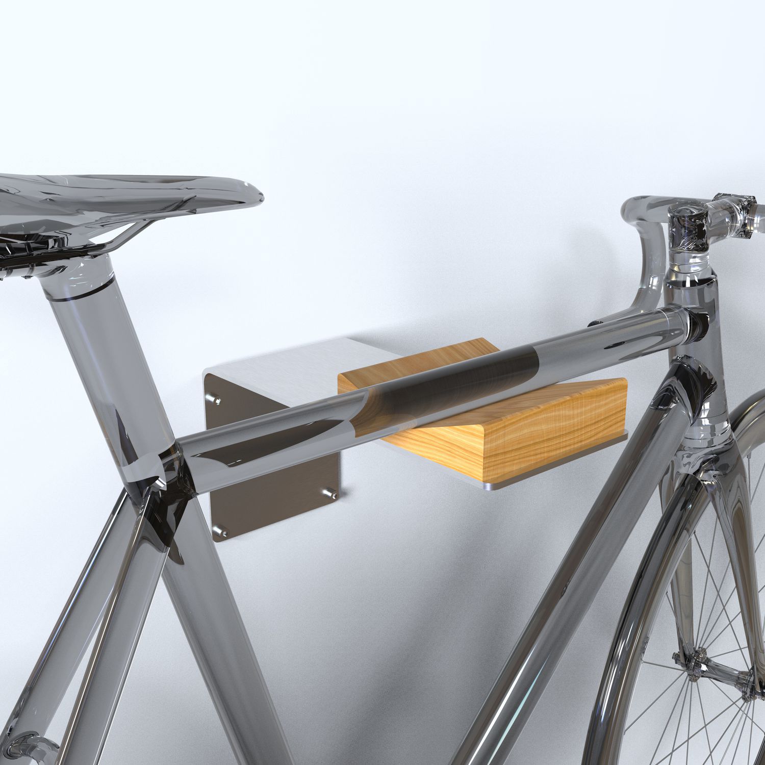 Wallmounted bike rack NEST 1 INSILVIS stainless steel / wooden