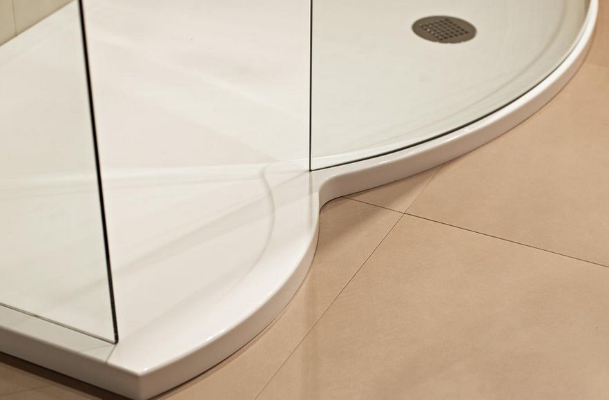 Floor level shower base LUMIN8 Roman stone / Solid Surface