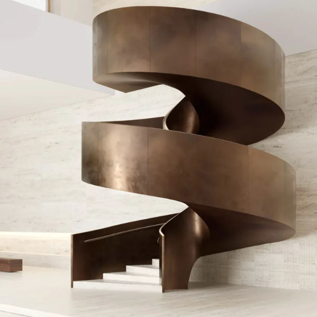 Helical staircase - DOUBLE LOOP - Marretti - marble step / metal ...
