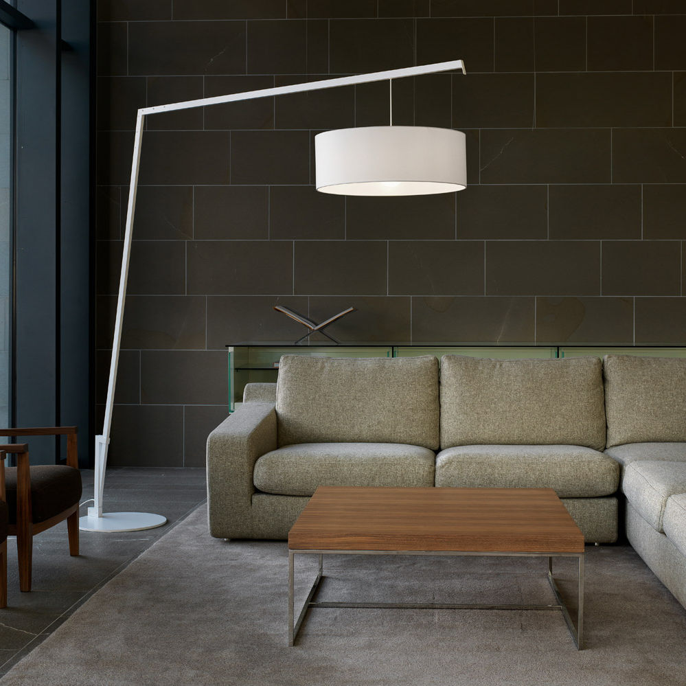 Floor Standing Lamp Contemporary Painted Metal Fabric