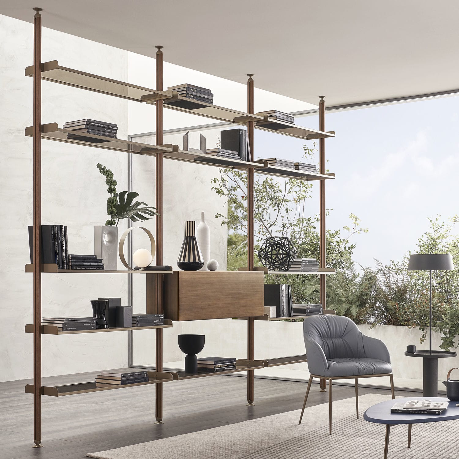 Modular bookcase - TECHWALL - Riflessi - floor-to-ceiling ...