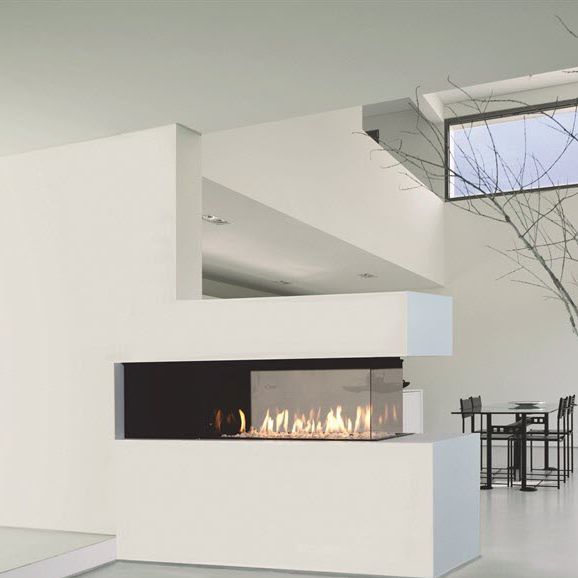 Gas Fireplace Contemporary Closed Hearth 3 Sided Luna