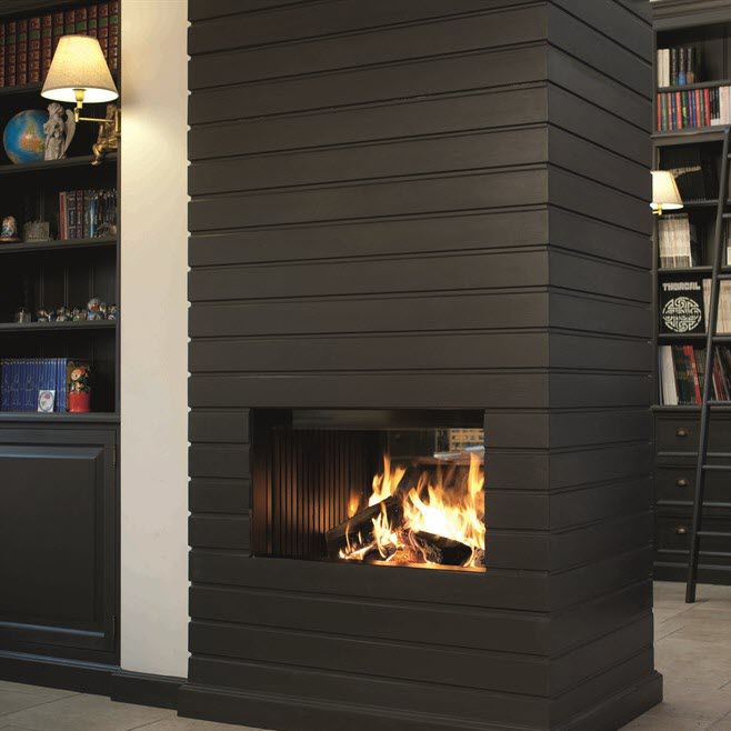 Wood Burning Fireplace Contemporary Closed Hearth Double
