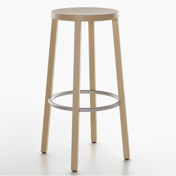 Contemporary bar stool BLOCCO PLANK ash / lacquered wood
