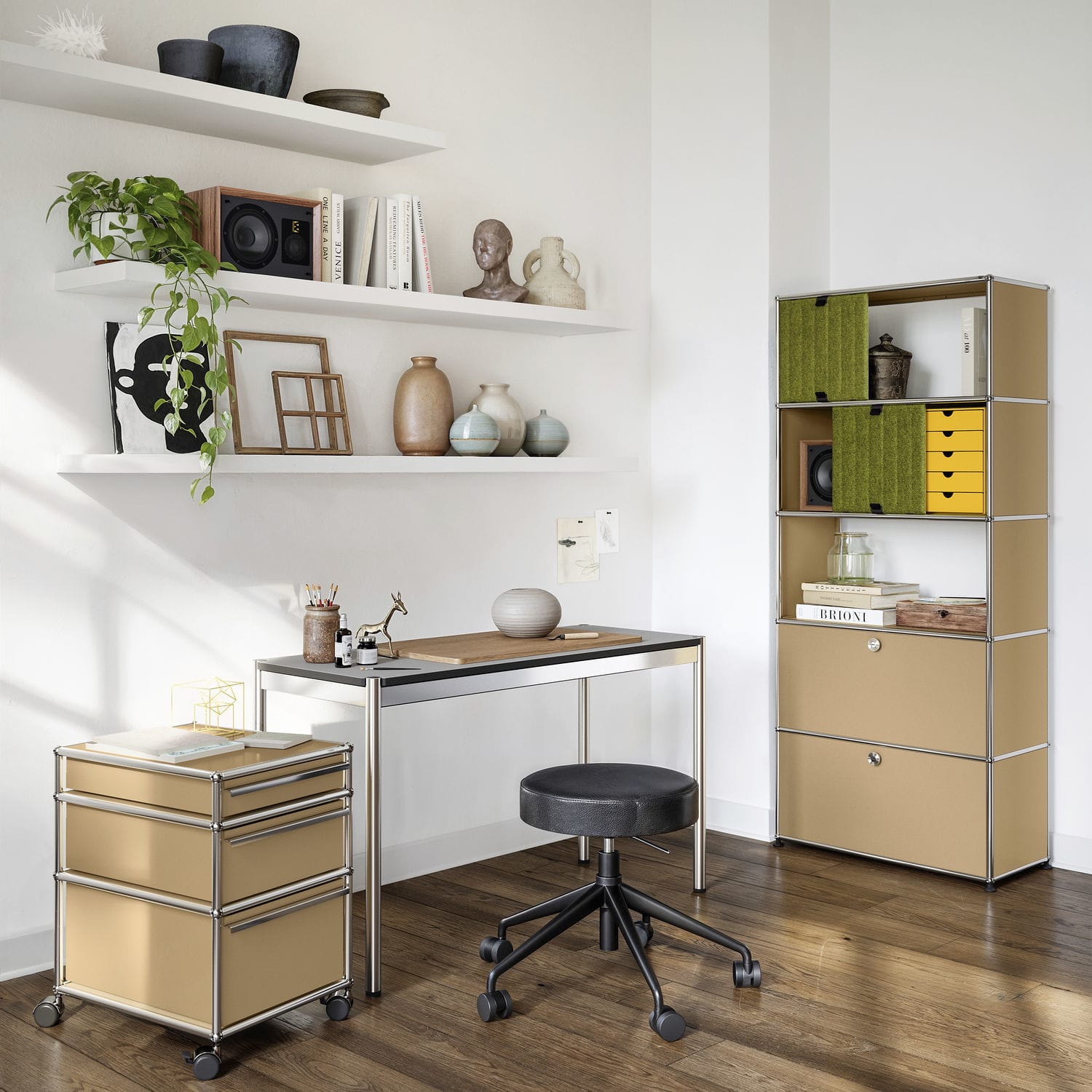 Metal office unit - USM Haller Soft Panel – Green - USM Modular ...