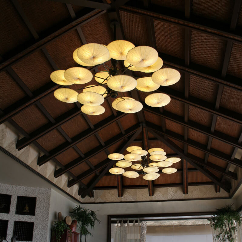 Contemporary Chandelier Stainless Steel Silk Led Sunsa 21
