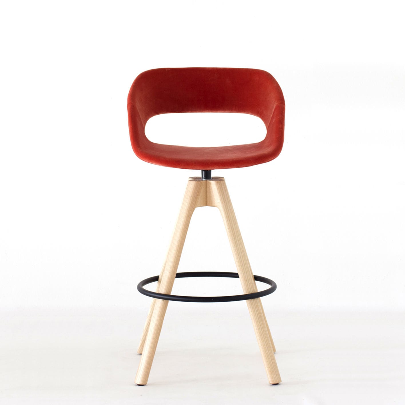 Contemporary bar chair KABIRA STSW arrmet fabric / leather / ash