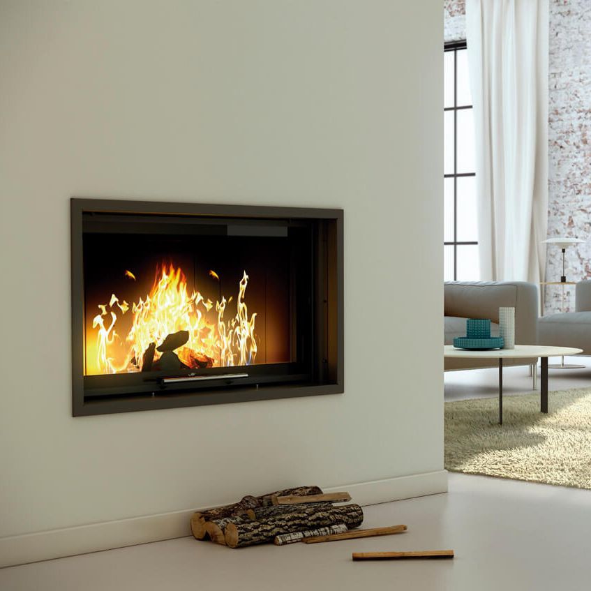 Wood Burning Fireplace Contemporary Closed Hearth Built In