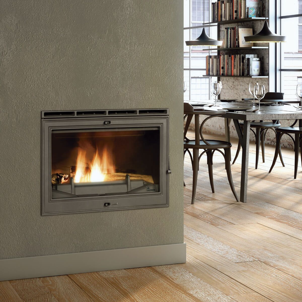 Wood Burning Fireplace Contemporary Closed Hearth Built In