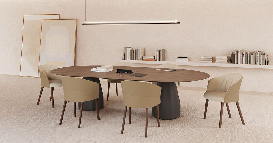 Contemporary table - BURIN - Viccarbe - MDF / HPL / polypropylene base