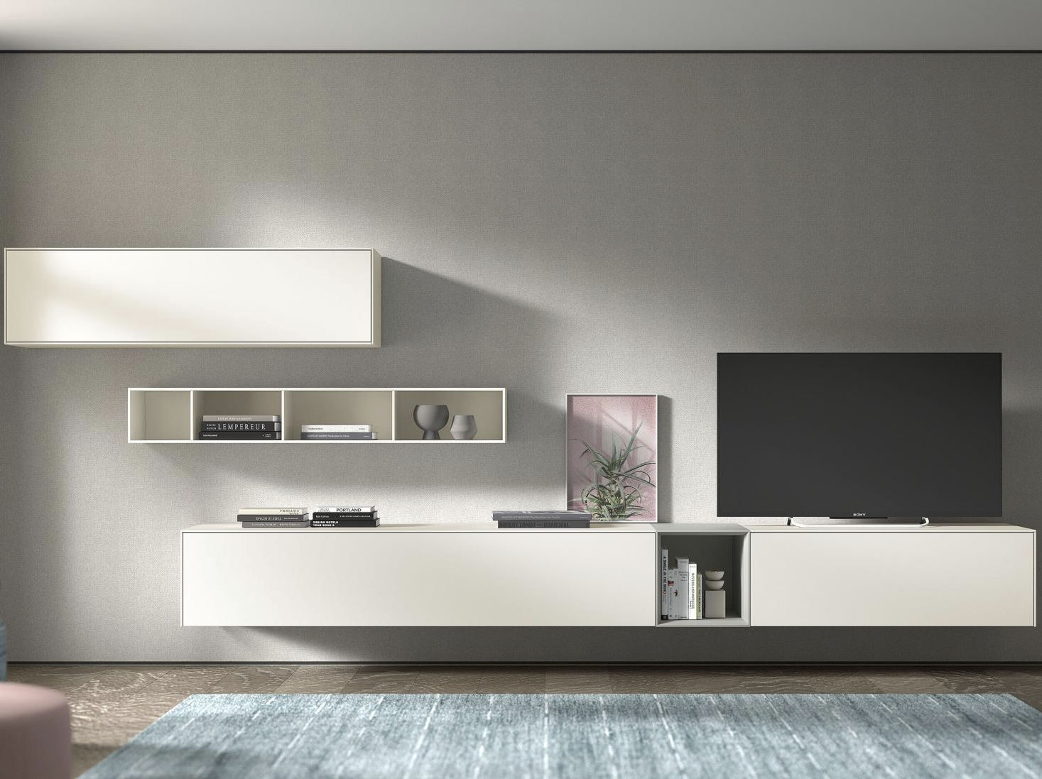 Contemporary TV wall unit - Freestyle - Arlex - lacquered wood / with ...