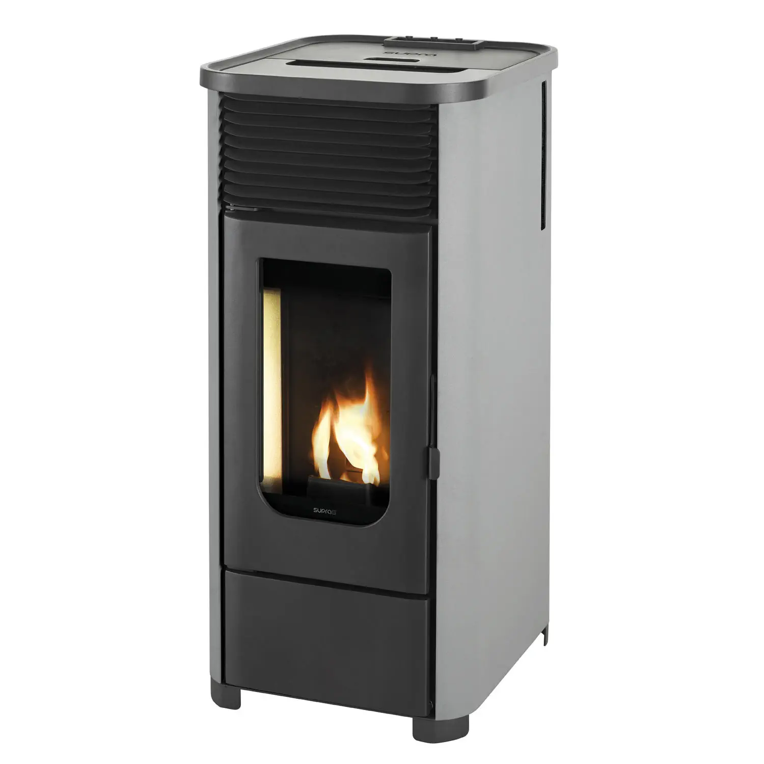 Poêle à Bois Supra Octave 9 Kw Pellet heating stove - LENI 9 ACCESS CONTROL GRIS - SUPRA FRANCE - 9 kW /  contemporary / steel