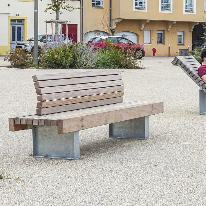 Contemporary public bench - SOLID SERIF - Streetlife - wooden ...
