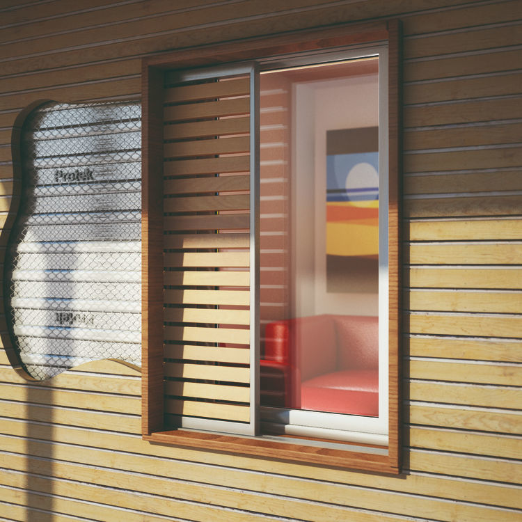 Pocket shutter SINGLE SINGLETRACK PROTEK wooden / stainless steel / window