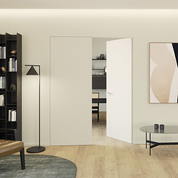 Interior door - BATTENTE FIFTY DOPPIO - PROTEK - MDF / swing / contemporary