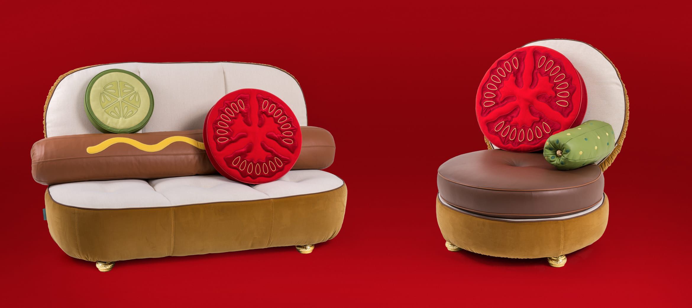 Contemporary Sofa Fabric Hot Dog By Studio Job Seletti