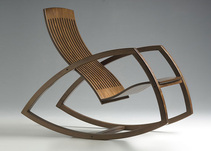Contemporary Armchair Gaivota Obj Wooden Rocker