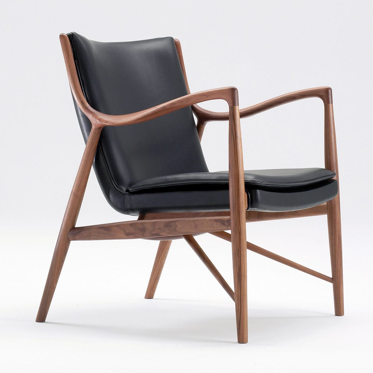 Contemporary Armchair 45 Triode Design Leather Fabric Wooden Contemporary Armchair 45 Triode Design Leather Fabric Wooden