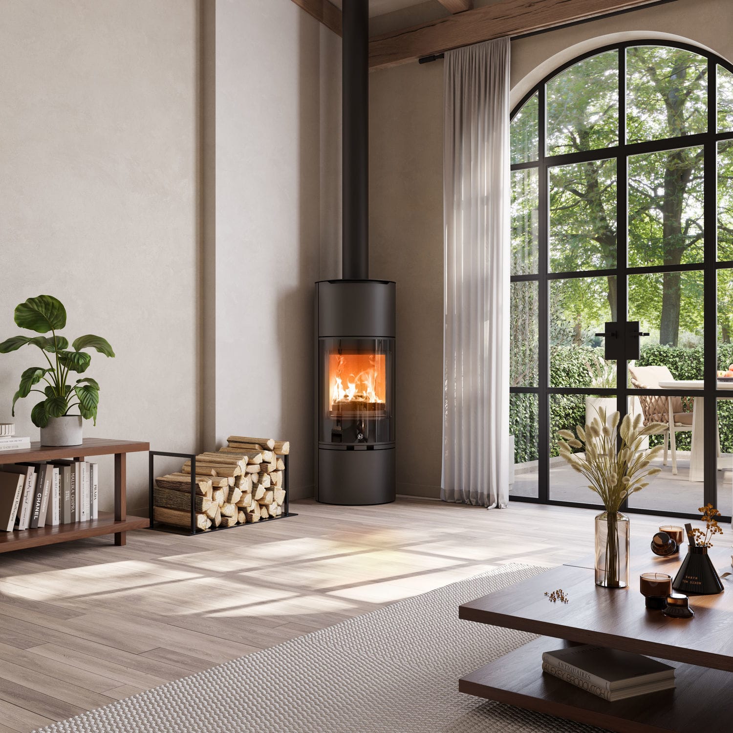 Wood heating stove - CLIPPER+ - Jolly-mec - 6 kW / floor-mounted ...