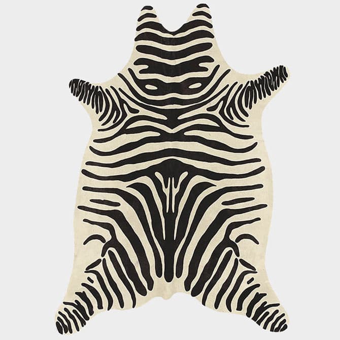 Contemporary Rug Patterned Cowhide Zebra Tisca Italia