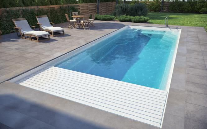 Automatic swimming pool cover - luxe-pools - security / slatted