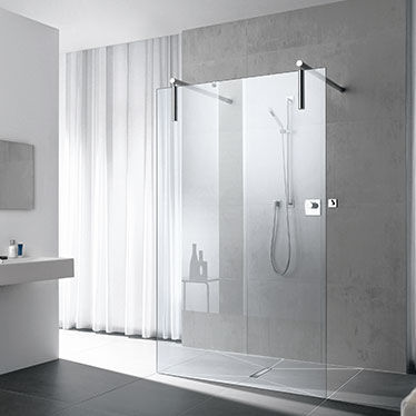 Fixed shower screen - XS - KERMI - corner / for alcoves / tempered glass