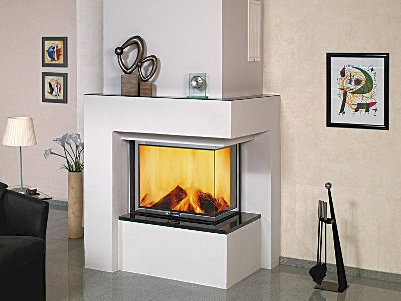 Wood Burning Fireplace Contemporary Closed Hearth Corner