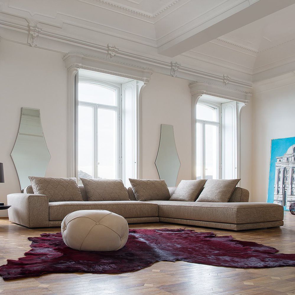 Corner sofa GARY Alberta gray / fabric / leather