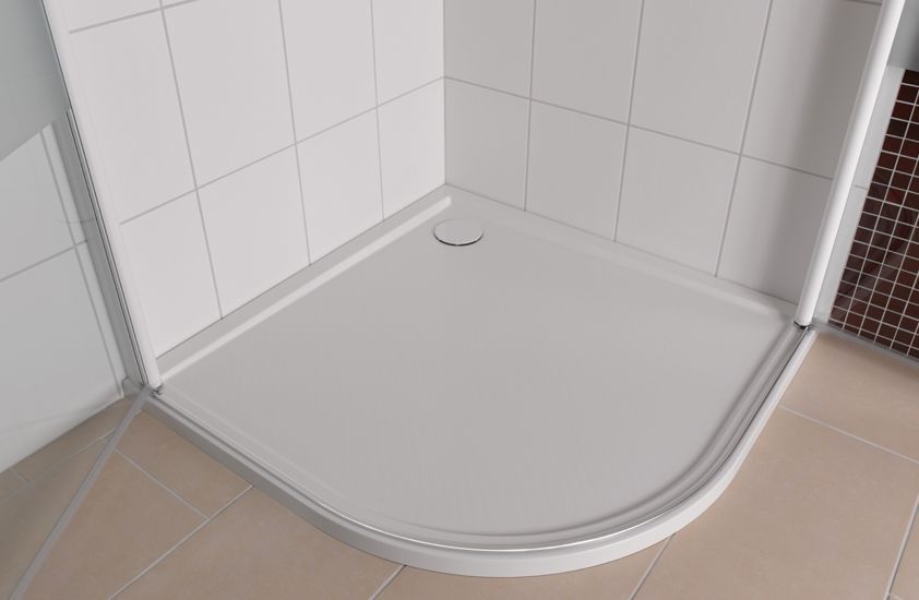 Corner shower base / floor level / stone / flush PURANO Hüppe