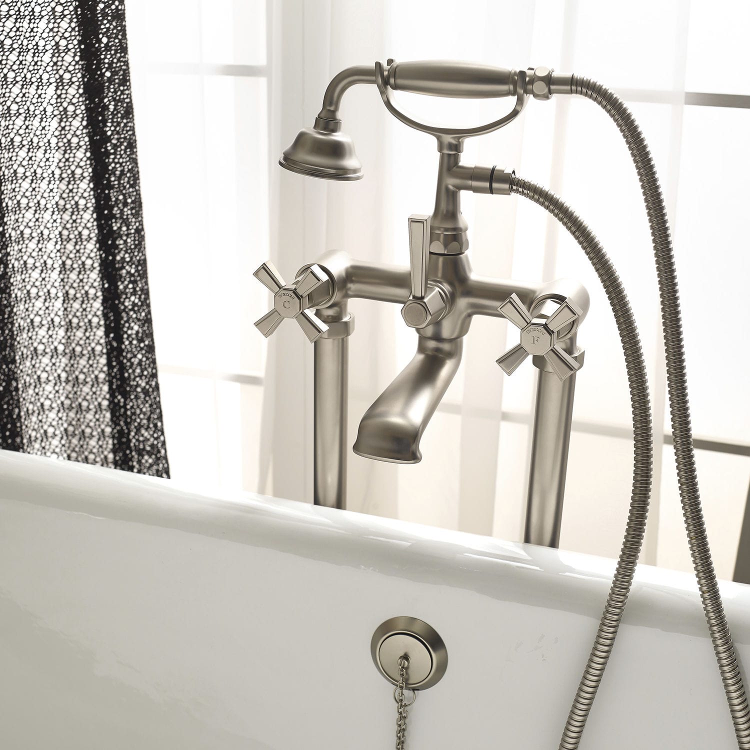 Double-handle bathtub mixer tap - DP116CNIO - Sbordoni - floor-mounted ...