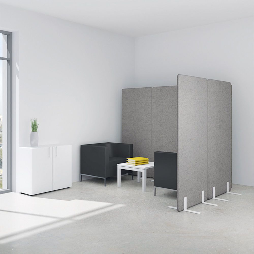 Floor-mounted office divider - SILENT - CARAY - free-standing / fabric ...