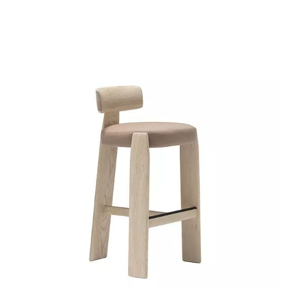 Contemporary stool - ORU - Andreu World - leather / fabric / solid