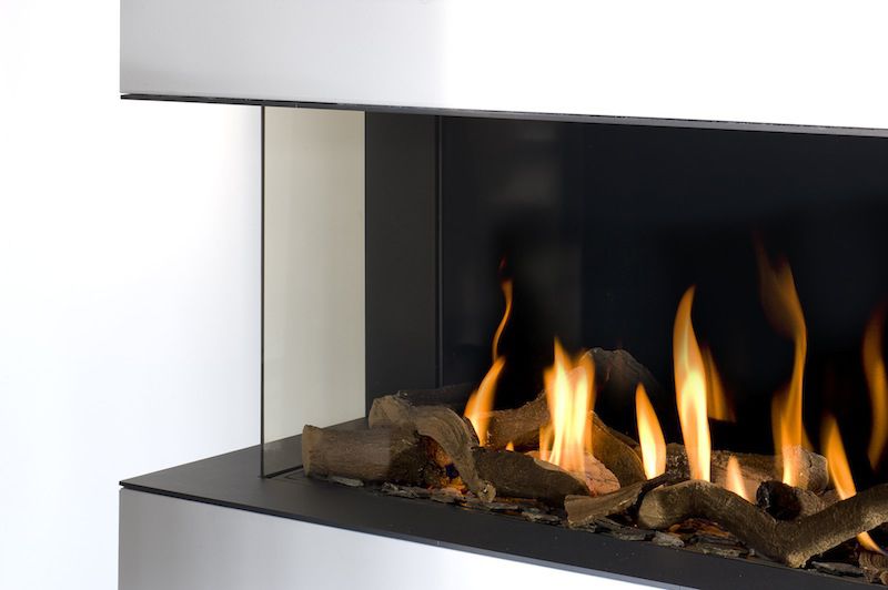 Gas Fireplace Contemporary Closed Hearth 3 Sided View Bell