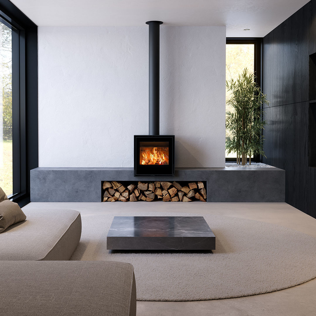 Wood-burning fireplace - BOX 30 60 - Barbas - free-standing / Single ...