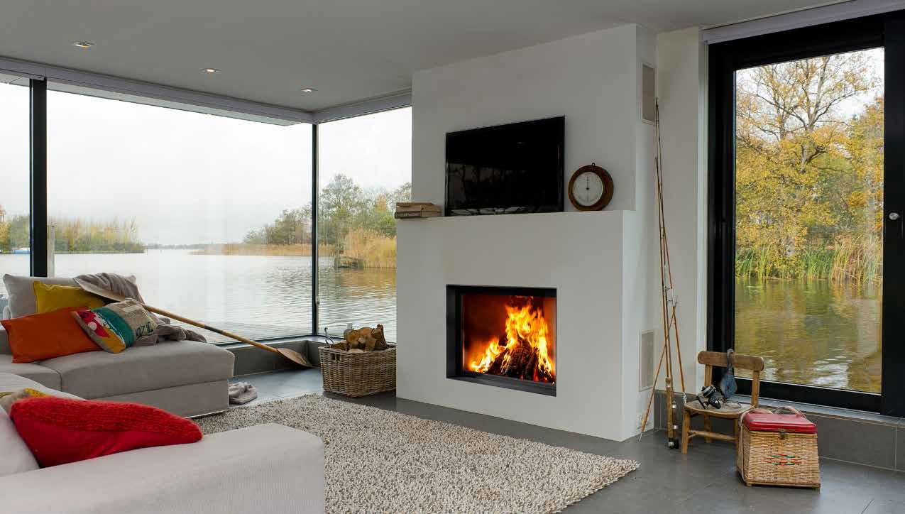 Wood Burning Fireplace Contemporary Closed Hearth Built In