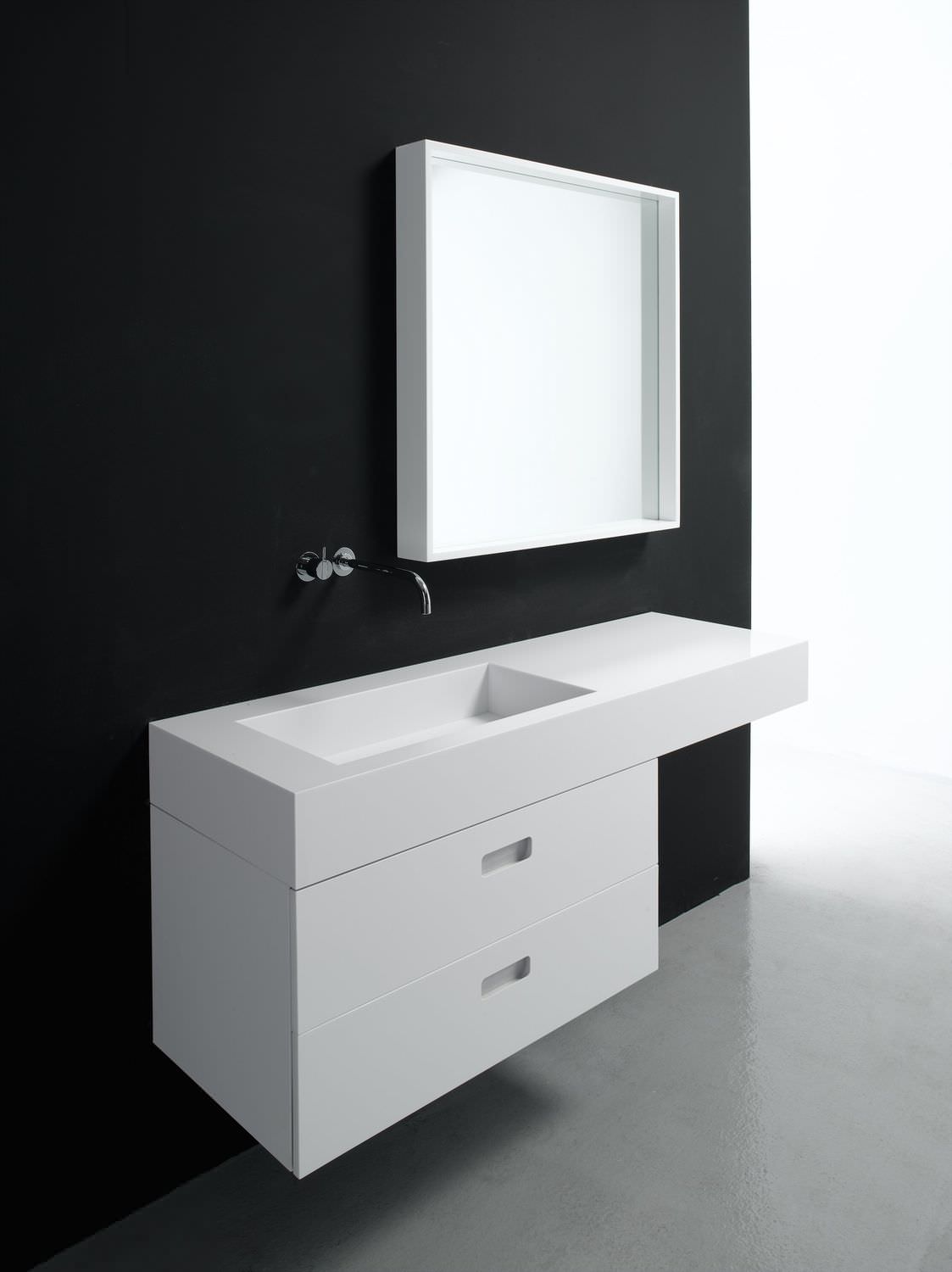 Wall Hung Washbasin Cabinet Wooden Contemporary Lacquered