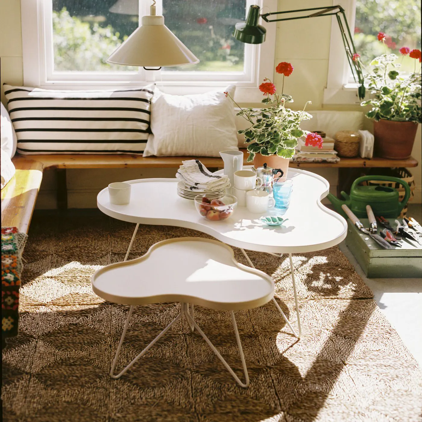 Contemporary side table - FLOWER - Swedese Möbler - oak / walnut