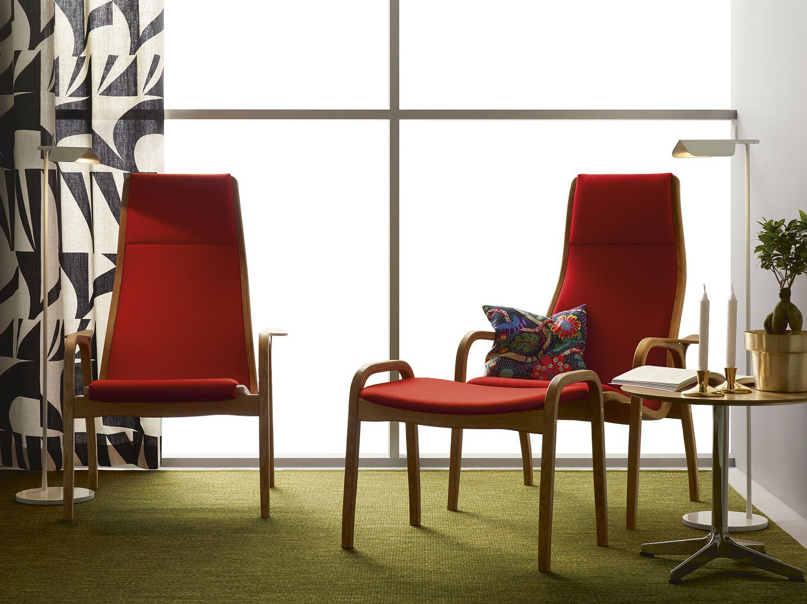 Scandinavian design armchair LAMINO Swedese Möbler fabric