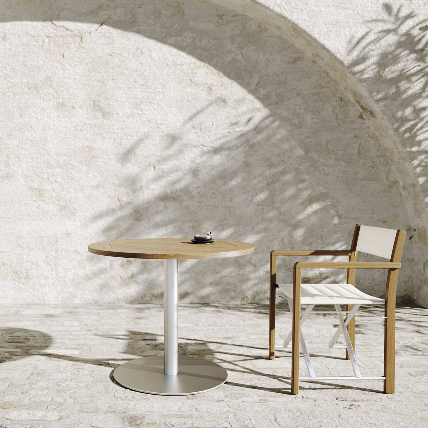 Contemporary table - TREND T - Atmosphera - teak / HPL / steel base