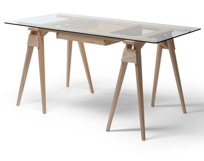 Wooden Desk Glass Scandinavian Design Commercial