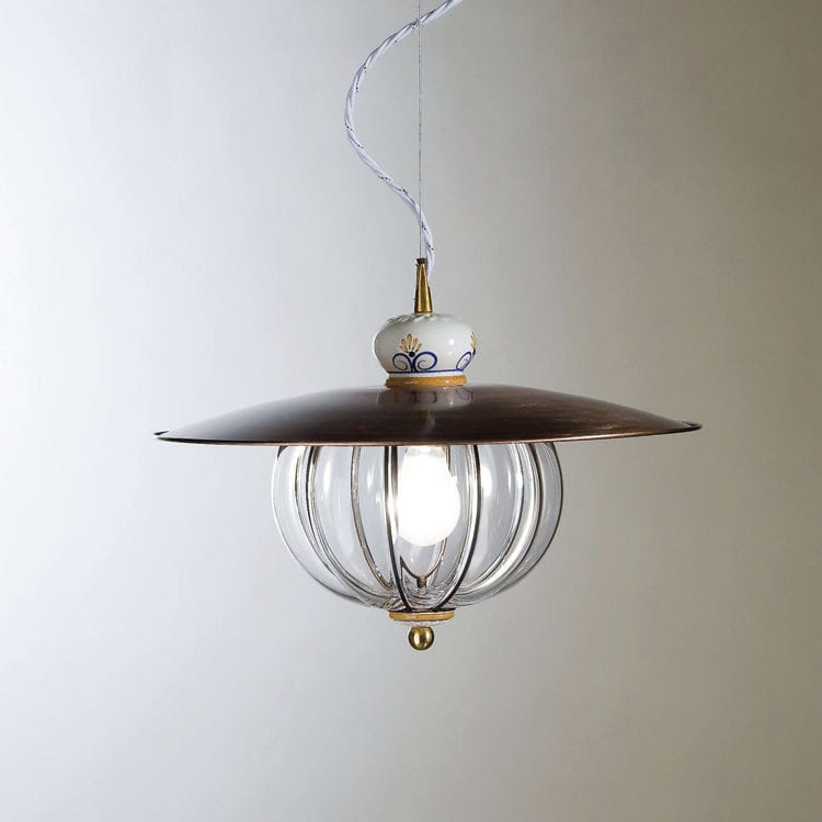 Pendant Lamp Lampara Siru Lighting Metal Blown Glass Traditional 6596